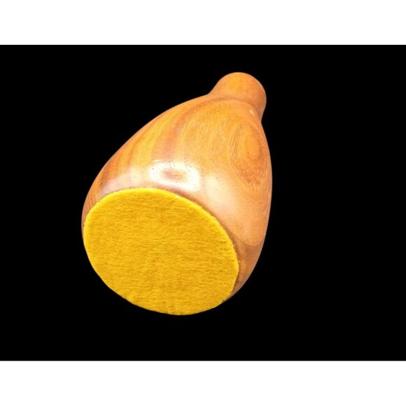 Bud Vase Wooden Vintage 1970s Yellow Felt Bottom 6 Inch Midcentury Flower Decor - Picture 10 of 14